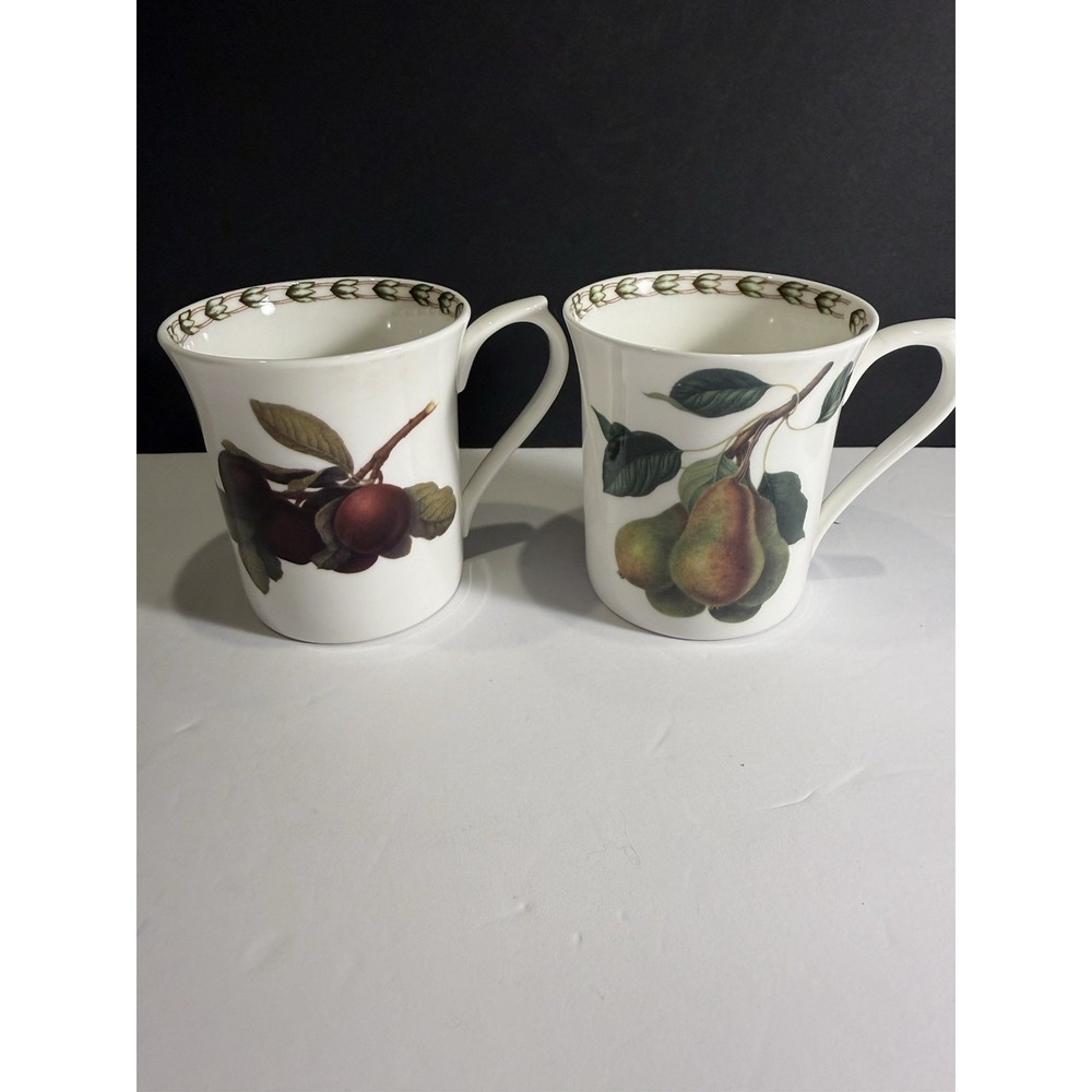 Set of 2 - Queen's Hookers Fruit Horticultural Society Cups Mug Fine Bone China